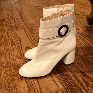 Nine West white ankle boots